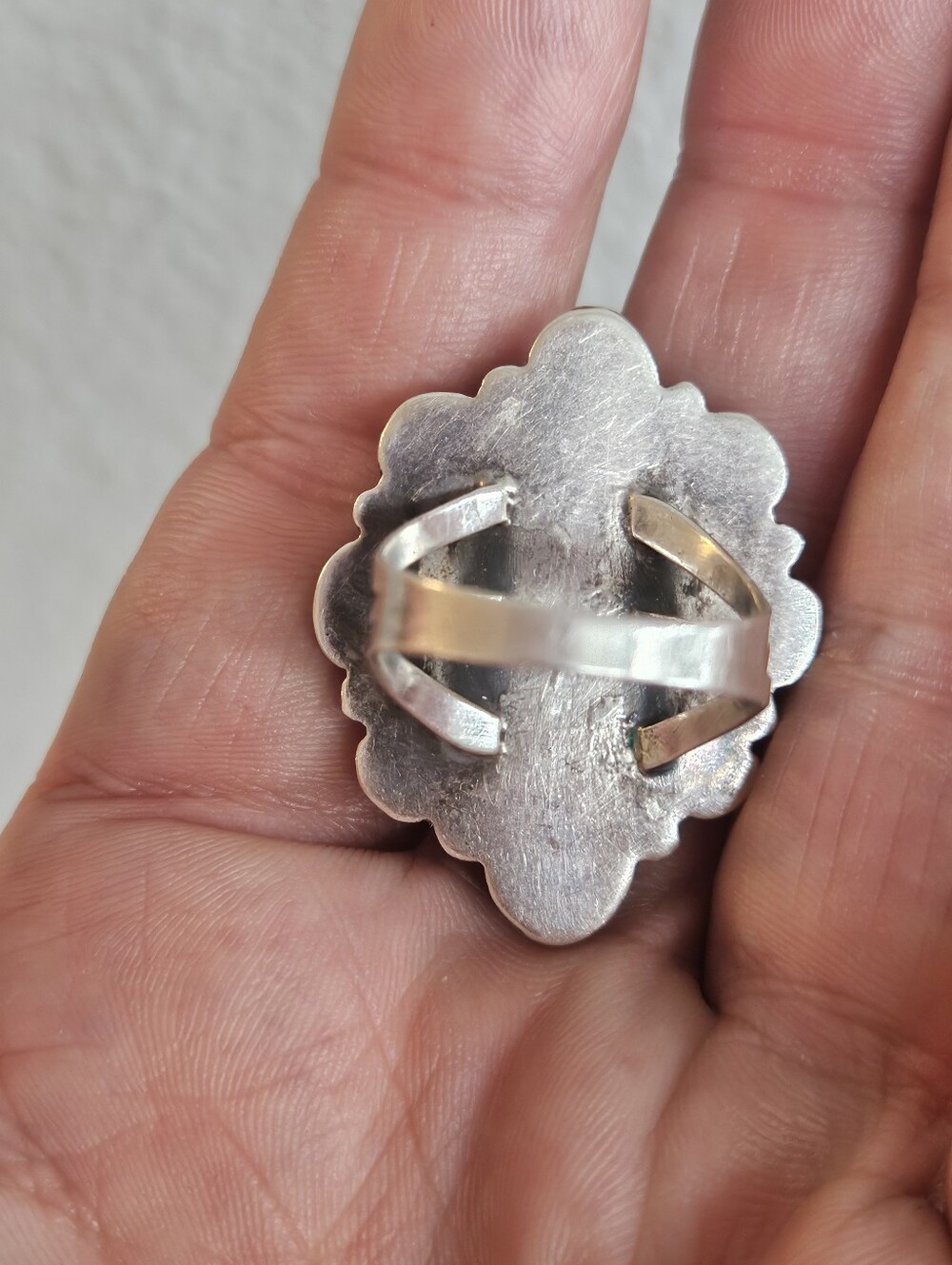 Vintage Navajo Sterling Silver Turquoise Cabochon Cluster Statement Ring 10.5 - Picture 3 of 5
